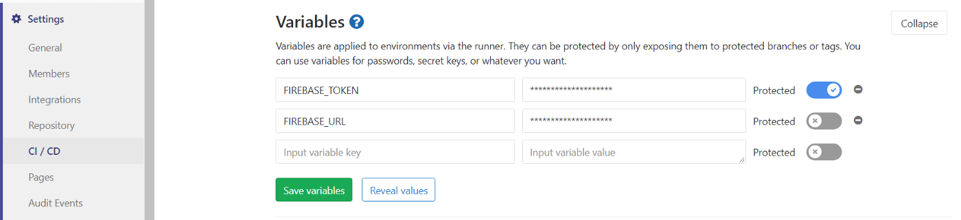 Environment variables in GitLabt